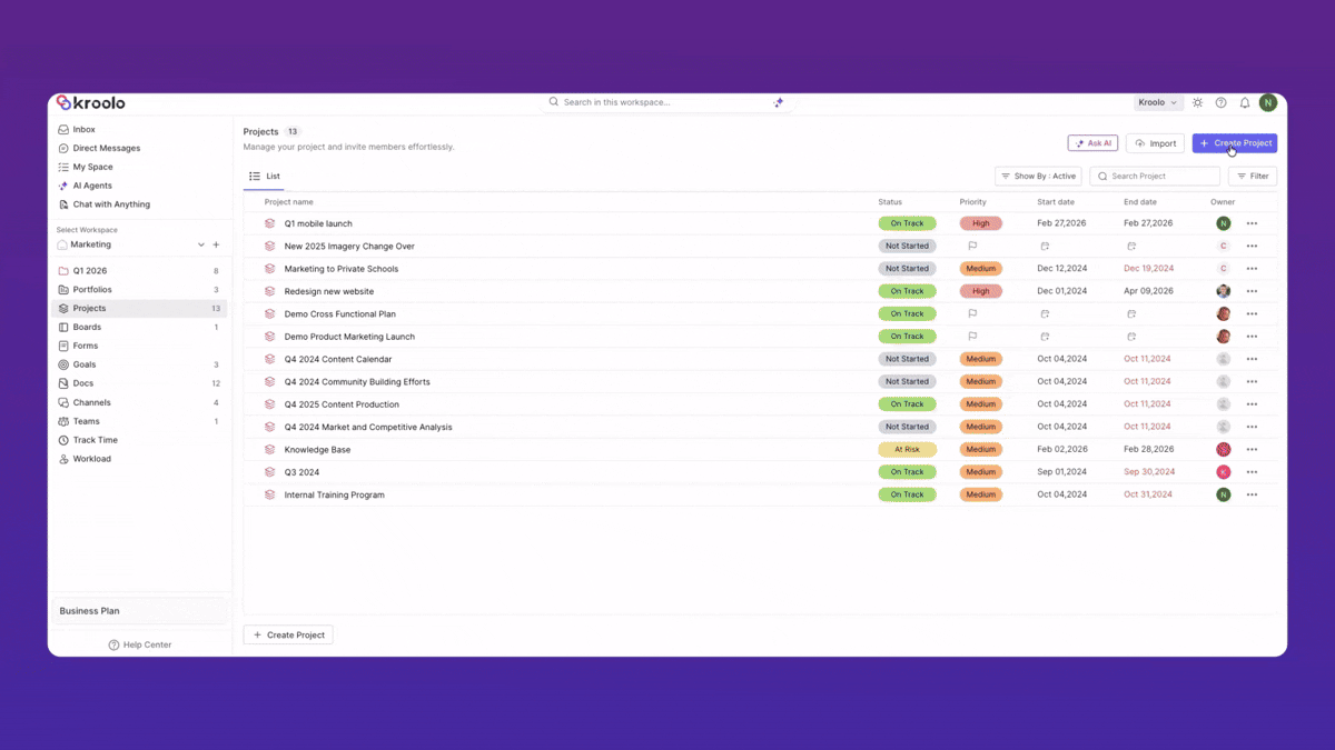 create project using AI