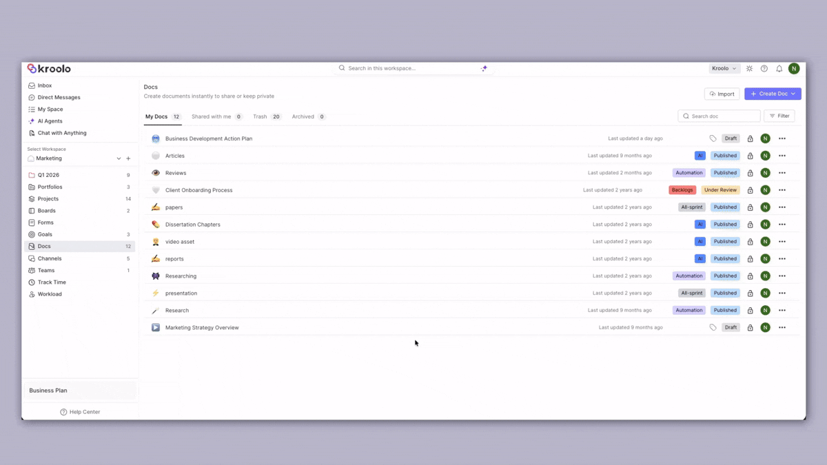 AI powered project docs