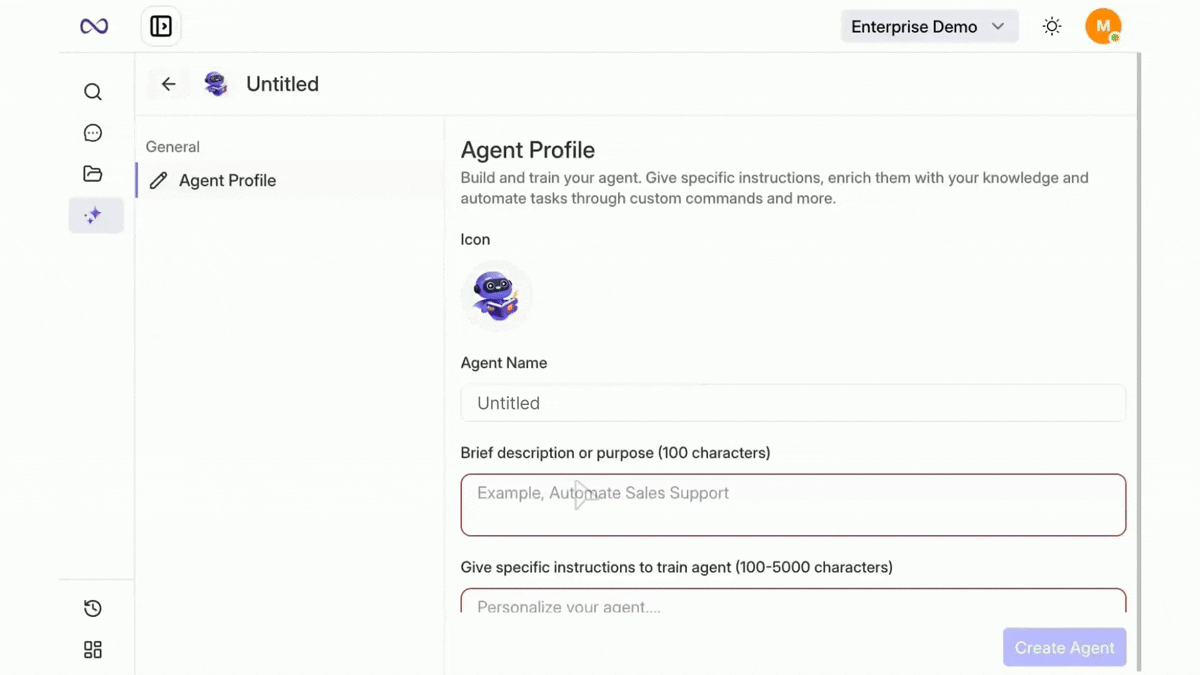 custom AI Agents in enterprise search